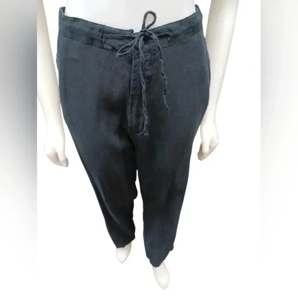 Bruno EUC 100% Linen Straight Leg  Black Trousers Size Large - Picture 2 of 10